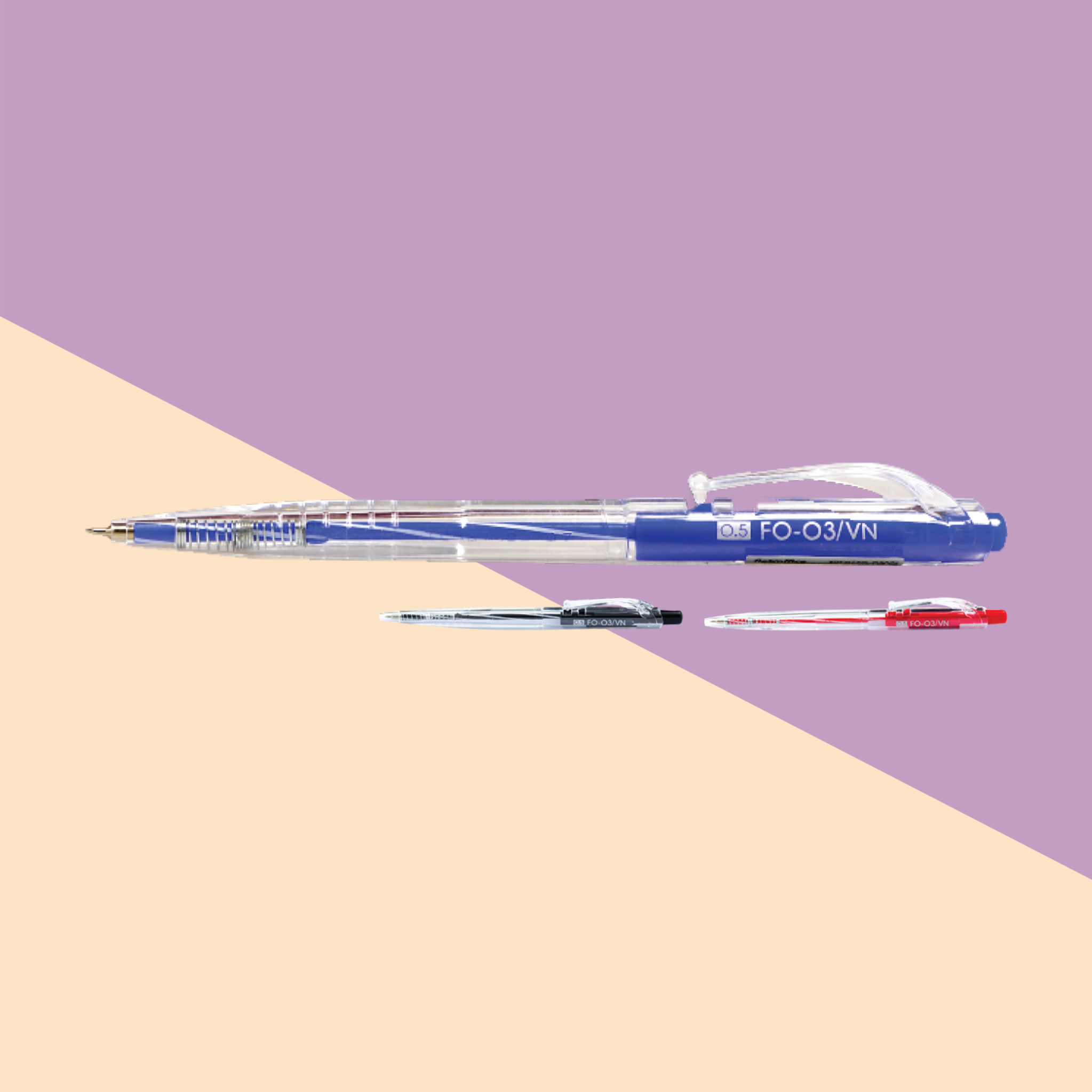  Bút bi Thiên Long FO-03, ngòi 0.5mm, mực xanh đậm, viết trơn mượt, thân bút tròn đơn giản bền đẹp, phù hợp cho học sinh, sinh viên và nhân viên văn phòng 