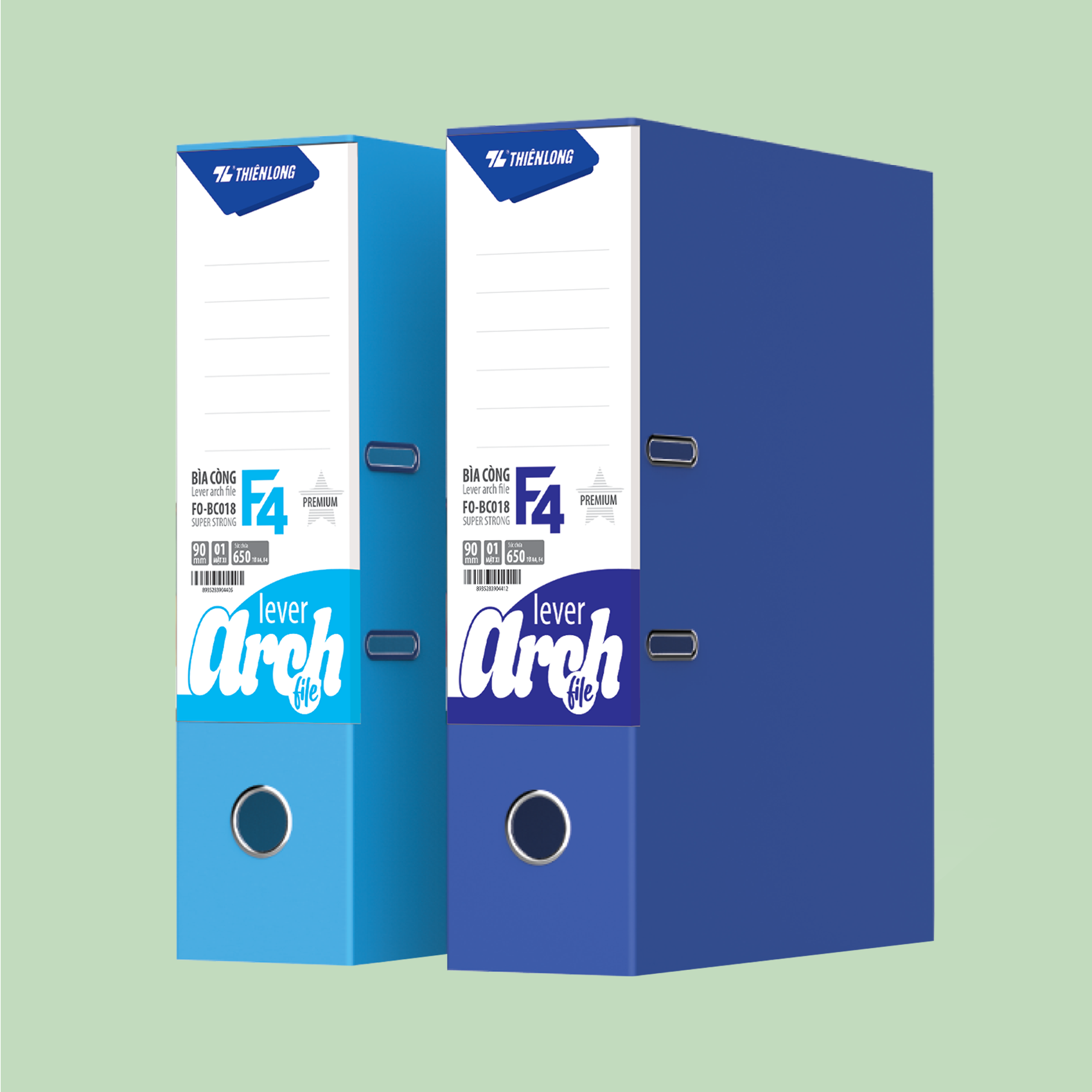  Bìa còng Thiên Long FO-BC018 (1 mặt si), khổ 90F4, được làm từ bìa cứng cao cấp bọc nhựa một mặt sáng bóng, bền chắc, chống thấm nước và hạn chế trầy xước hiệu quả 