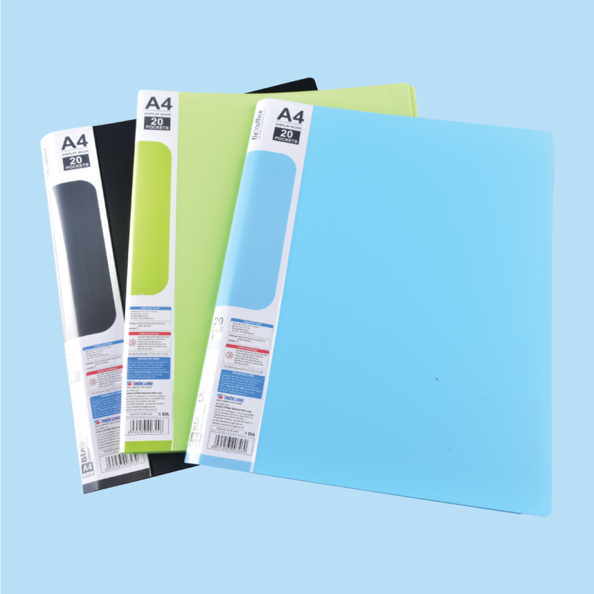  Bìa 20 lá A4 Thiên Long FO-DB007/NĐ, chất liệu nhựa dẻo trong suốt, bền chắc, gồm 20 lá tiện lợi để lưu trữ tài liệu học tập và văn phòng, giúp giấy tờ gọn gàng, dễ tra cứu, phù hợp cho học sinh, sinh viên và nhân viên văn phòng 