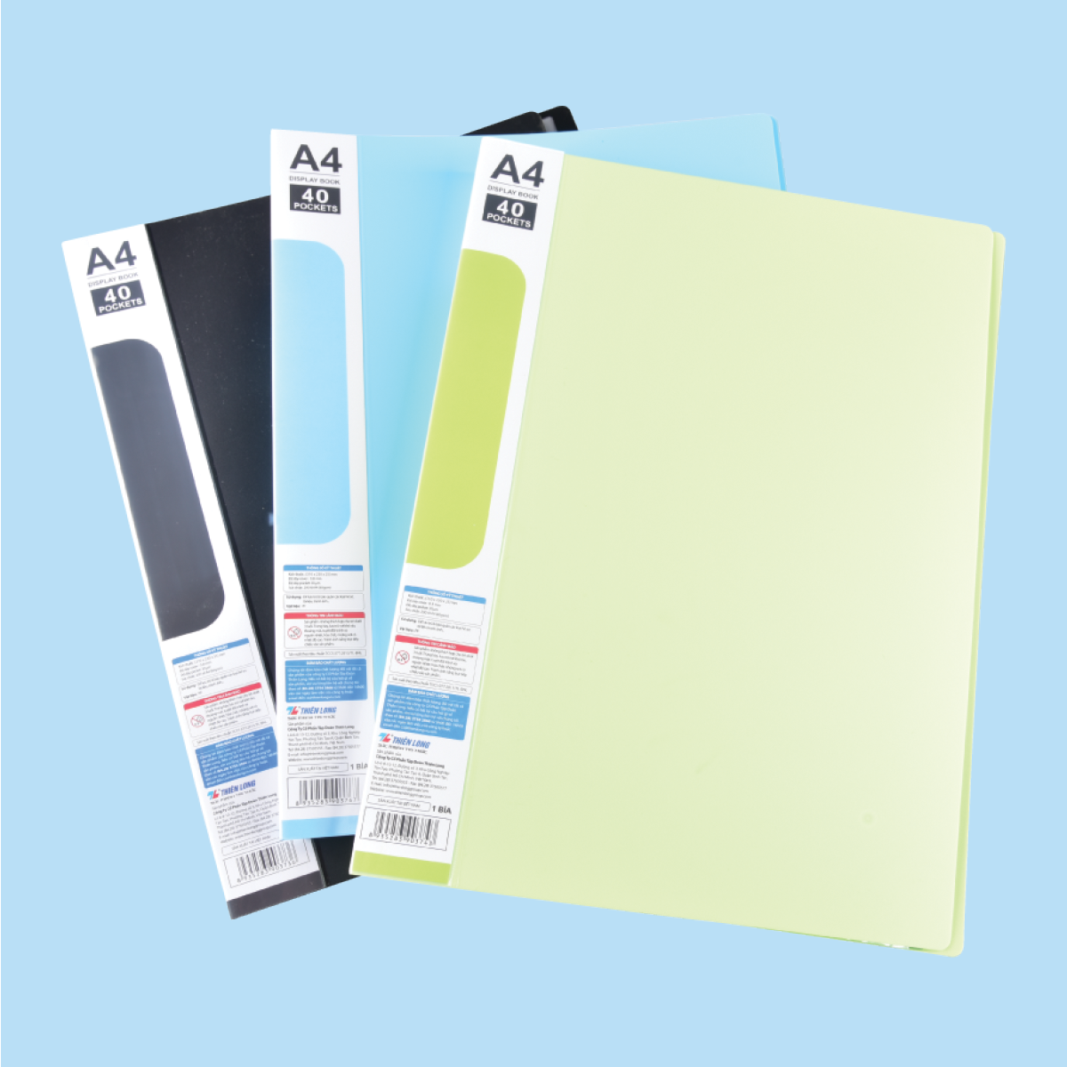  Bìa 40 lá A4 Thiên Long FO-DB008/NĐ, chất liệu nhựa dẻo trong suốt, bền chắc, gồm 40 lá tiện lợi để lưu trữ nhiều tài liệu học tập và văn phòng, giúp sắp xếp giấy tờ gọn gàng, dễ tra cứu, phù hợp cho học sinh, sinh viên và nhân viên văn phòng 