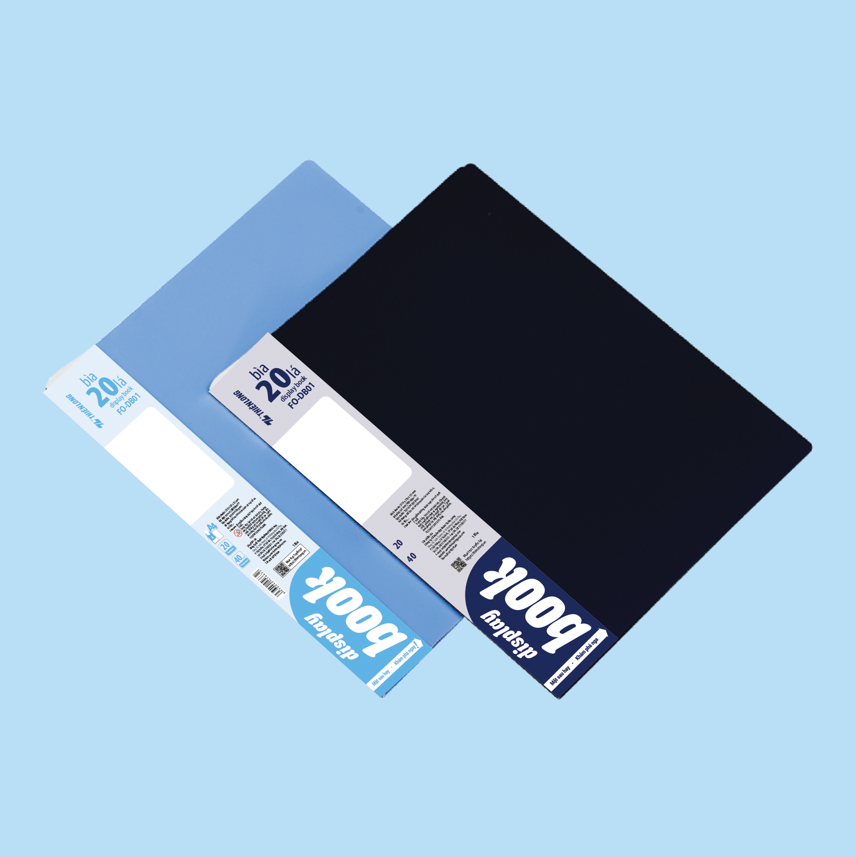  Bìa 20 lá A4 Thiên Long FO-DB01, chất liệu nhựa dẻo trong suốt, bền đẹp, gồm 20 lá tiện lợi để lưu trữ tài liệu, giúp sắp xếp giấy tờ gọn gàng, dễ tra cứu, phù hợp cho học sinh, sinh viên và nhân viên văn phòng 