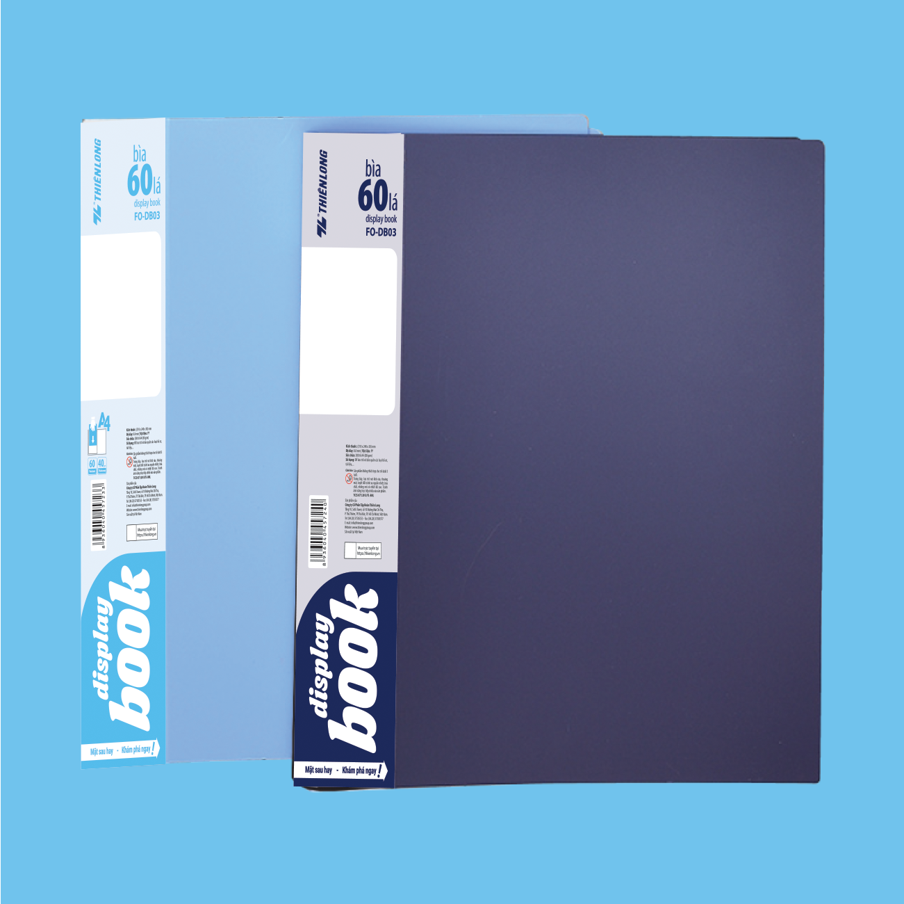  Bìa 40 lá A4 Thiên Long FO-DB02, chất liệu nhựa dẻo trong suốt, bền đẹp, gồm 40 lá tiện lợi để lưu trữ nhiều tài liệu, giúp sắp xếp giấy tờ gọn gàng, dễ tra cứu, phù hợp cho học sinh, sinh viên và nhân viên văn phòng 
