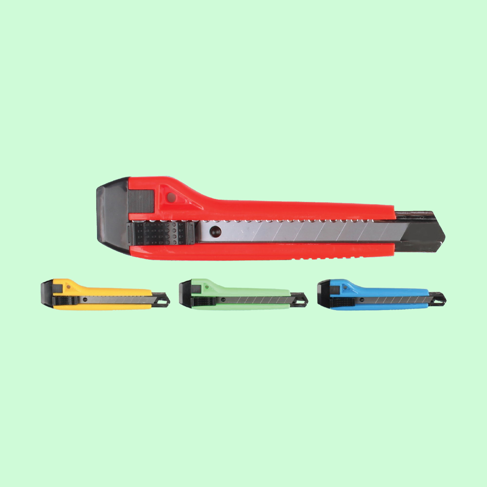  Dao rọc giấy Thiên Long FO-KN04B, kích thước 18mm, thiết kế chắc chắn và tiện dụng, lưỡi dao làm từ thép không gỉ sắc bén giúp cắt giấy, bìa carton và các vật liệu dày nhanh chóng, chính xác 