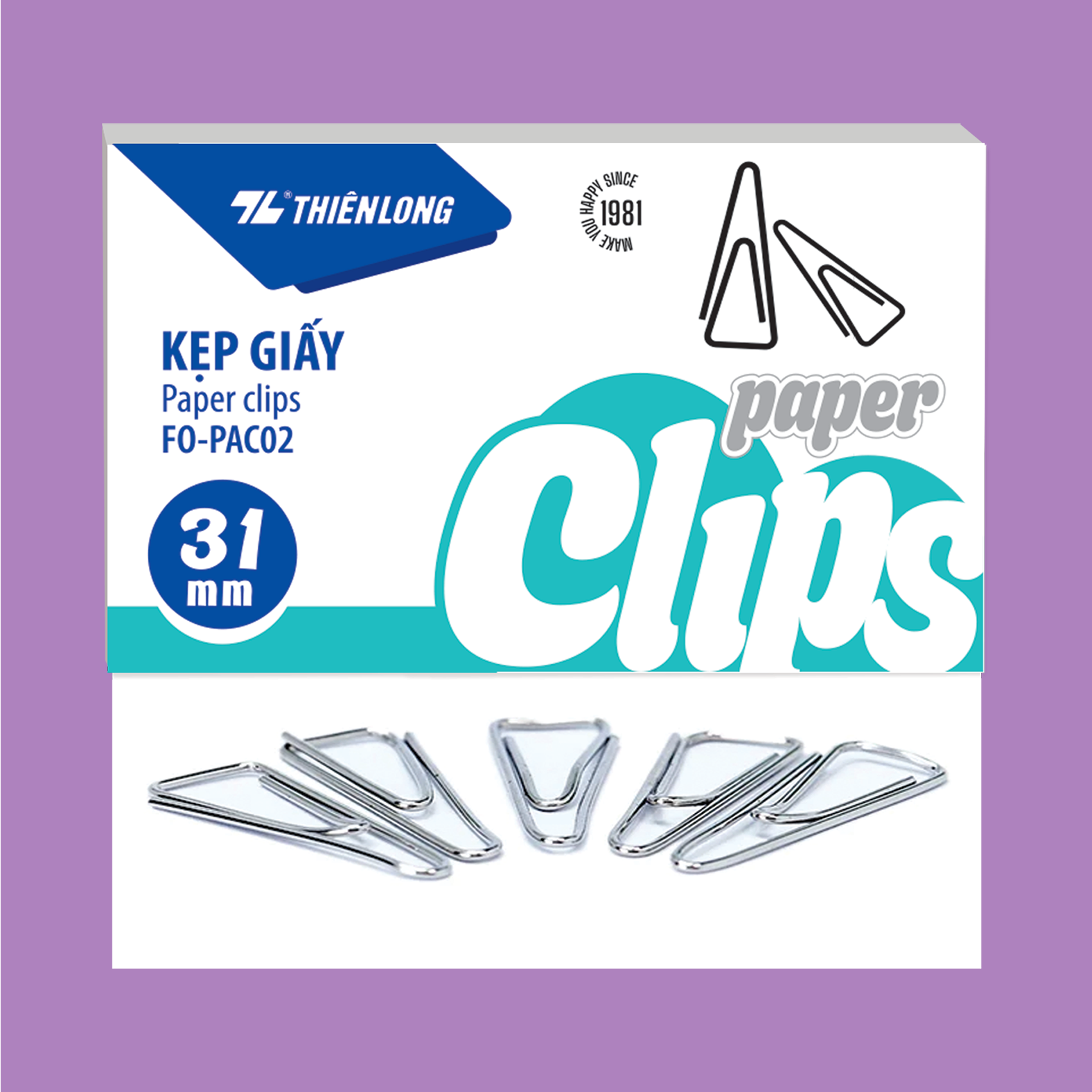  Kẹp giấy Thiên Long 31mm FO-PAC02 được làm từ thép carbon chắc chắn, phủ sơn tĩnh điện bền màu giúp chống gỉ sét và tăng độ bền trong quá trình sử dụng 