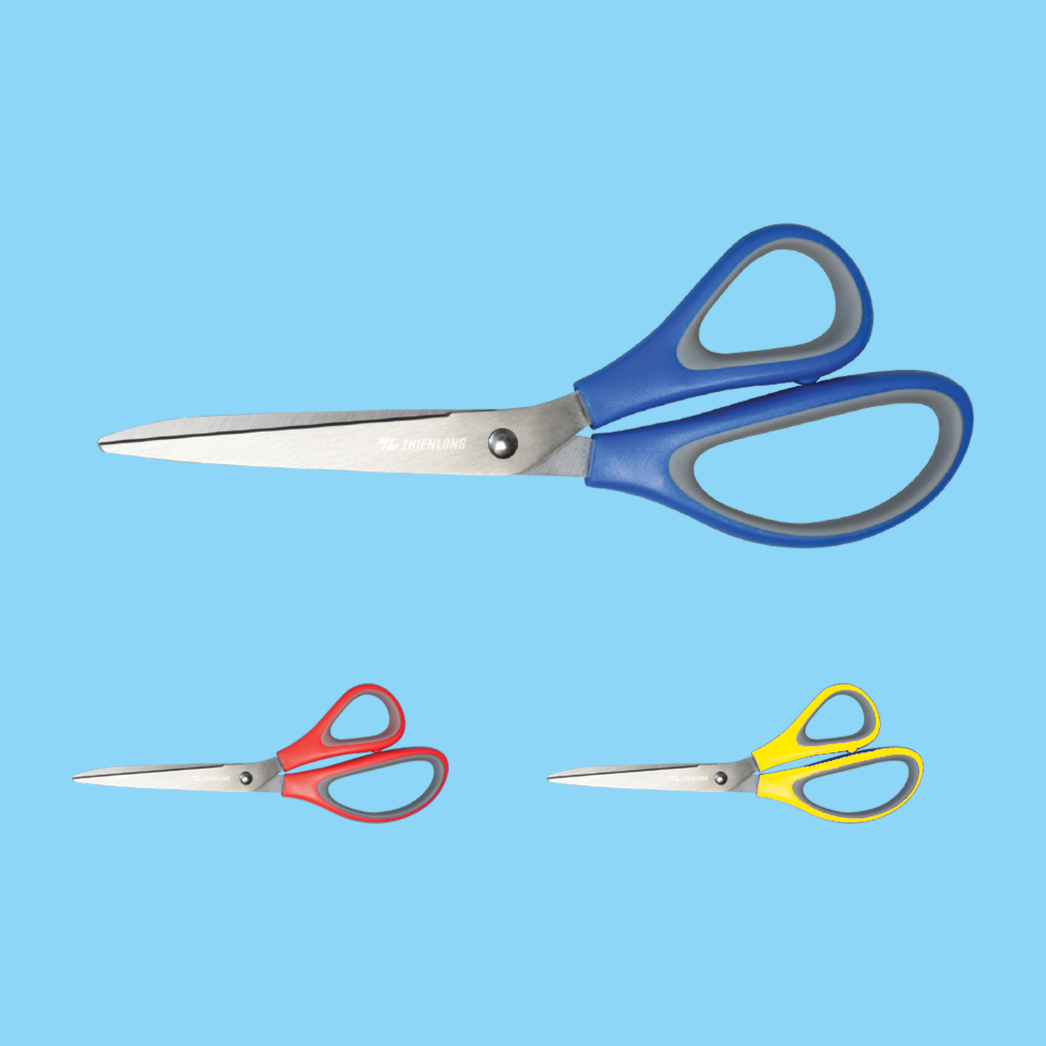  Kéo văn phòng Thiên Long FO-SC05, thiết kế chắc chắn với lưỡi kéo bằng thép không gỉ cao cấp, sắc bén và bền bỉ, giúp cắt giấy, bìa, bao bì hoặc vật liệu dày nhanh chóng, chính xác 