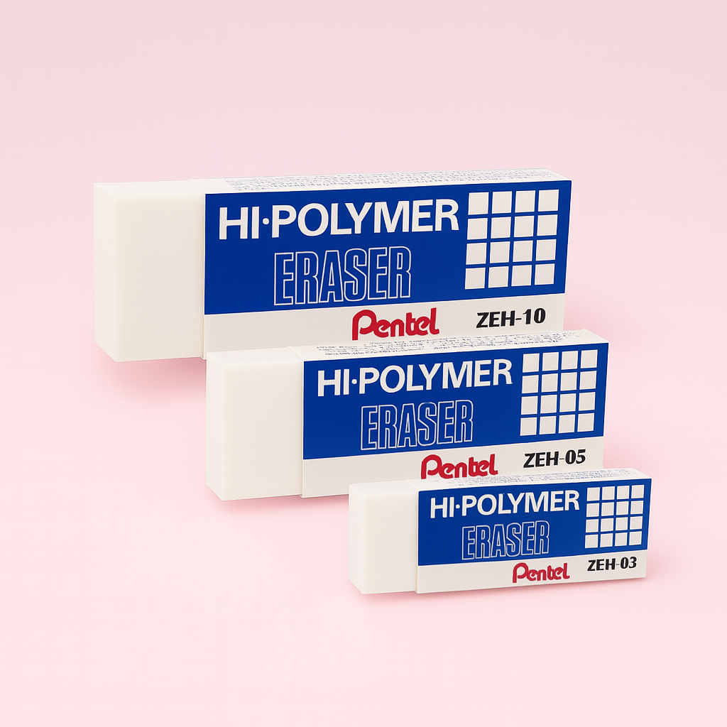  Gôm chì màu trắng Pentel ZEH05, tẩy sạch nét chì, không lem, không rách giấy, chất liệu mềm dẻo – phù hợp cho học sinh và giới văn phòng 