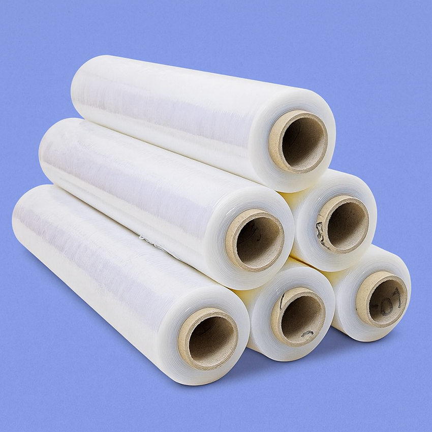  Màng PE quấn hàng 50cm x 3.0kg, chất liệu nhựa dẻo dai, bám dính tốt, co giãn linh hoạt – thích hợp đóng gói, bảo vệ hàng hóa trong kho và vận chuyển 