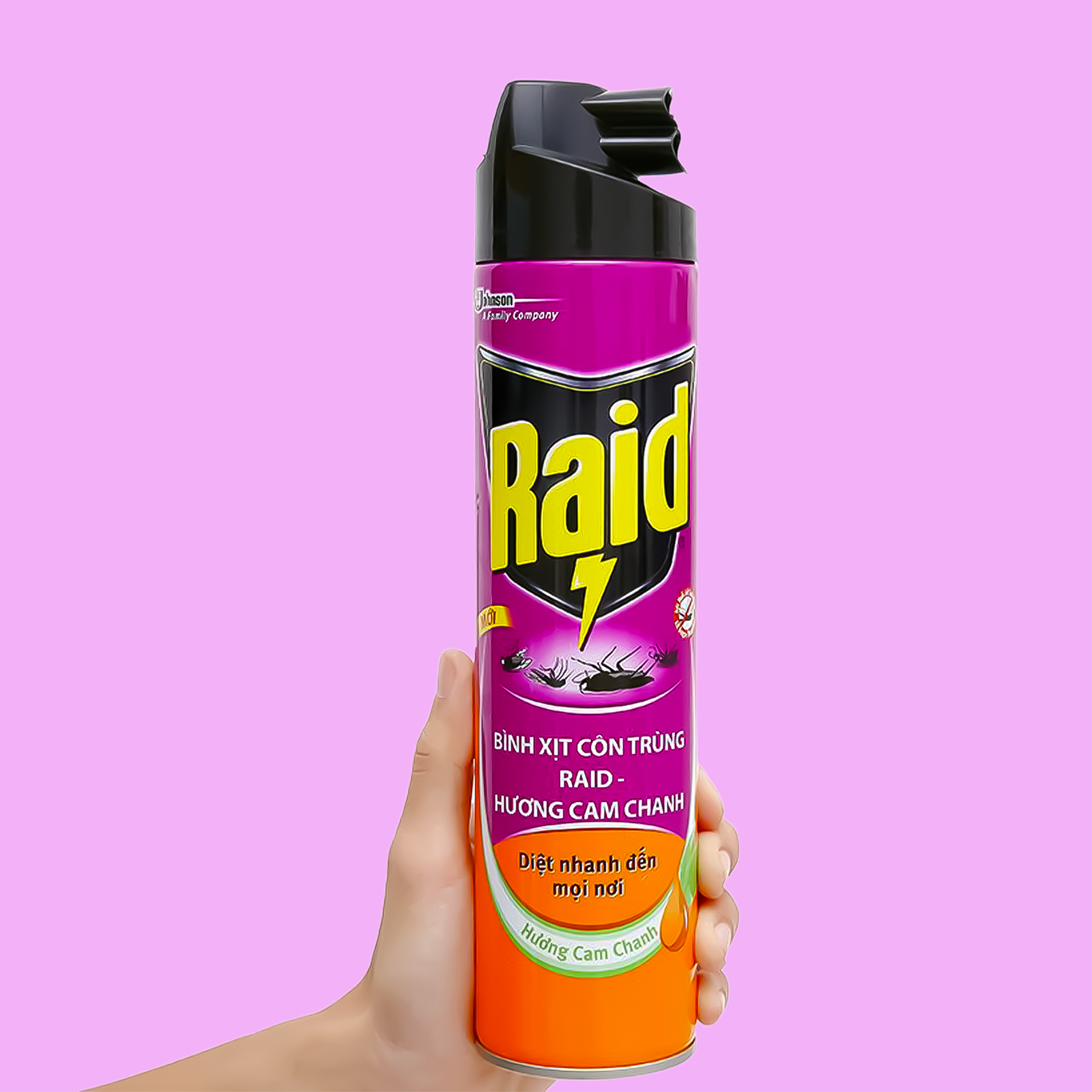  Bình xịt côn trùng RAID hương chanh, diệt nhanh muỗi, gián và côn trùng bay, bò – hương chanh dễ chịu, không gây khó chịu khi sử dụng trong nhà ở và văn phòng 