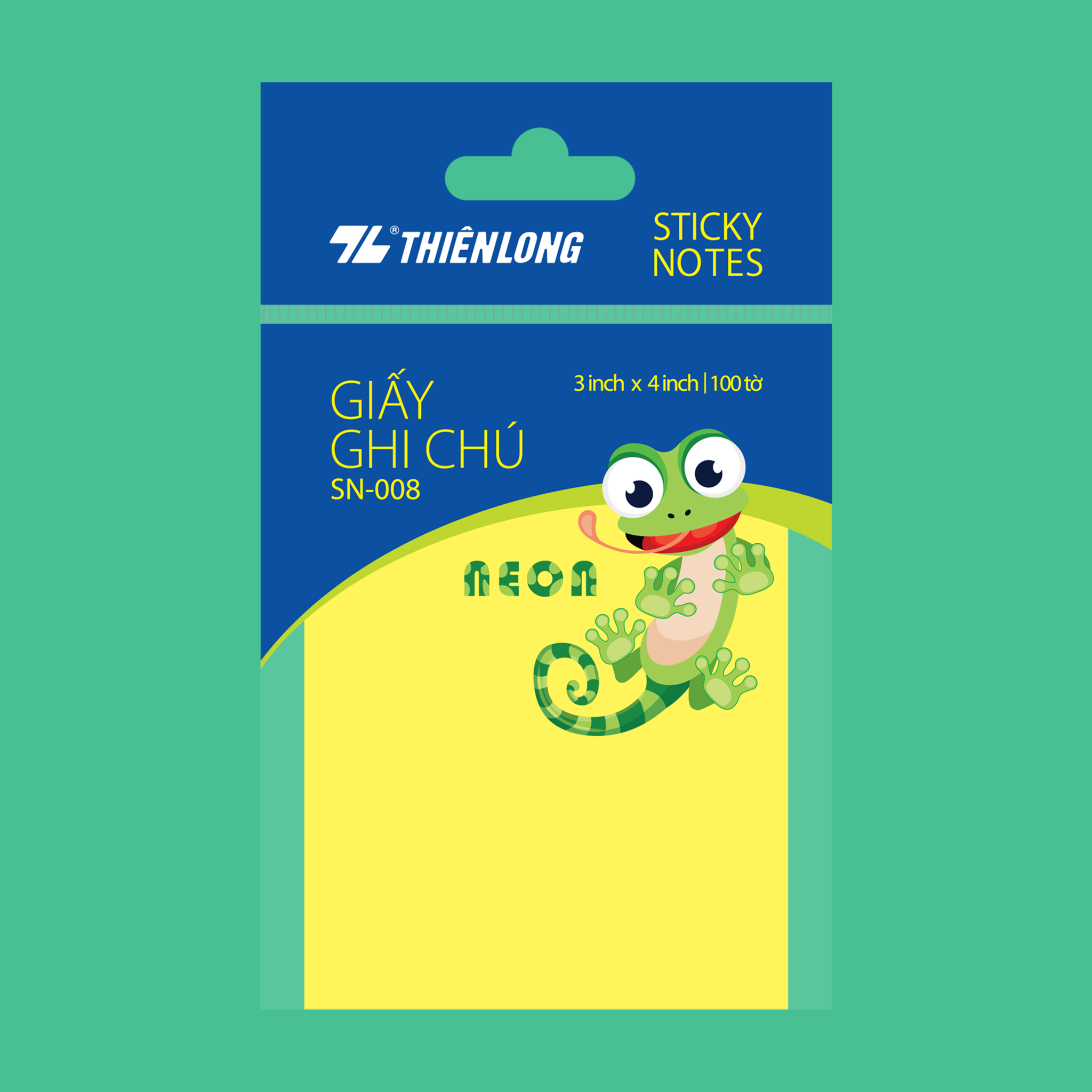  Giấy ghi chú NEON 3X4 Thiên Long SN-008, hộp 50 tờ được làm từ giấy chất lượng cao, mịn và bền, giúp viết êm, mực không lem, thuận tiện cho việc ghi chú nhanh, nhắc việc hoặc đánh dấu tài liệu quan trọng 