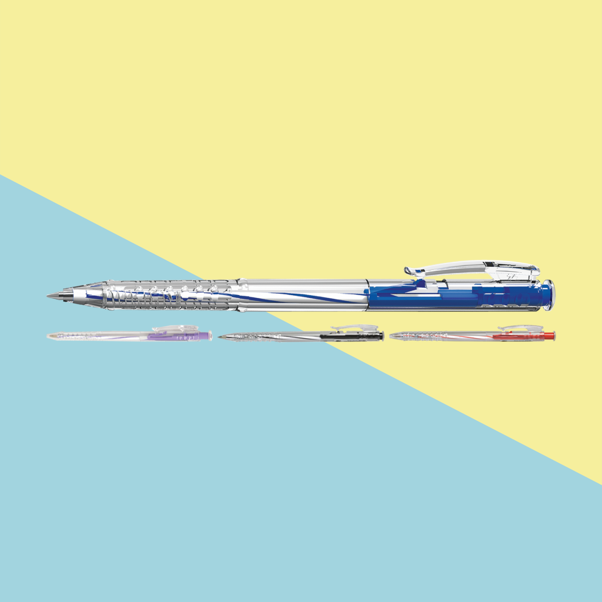  Bút bi Thiên Long TL-027, ngòi 0.5mm, mực xanh đậm, viết trơn êm, thân bút trong suốt sang trọng, phù hợp cho học sinh, sinh viên và nhân viên văn phòng 