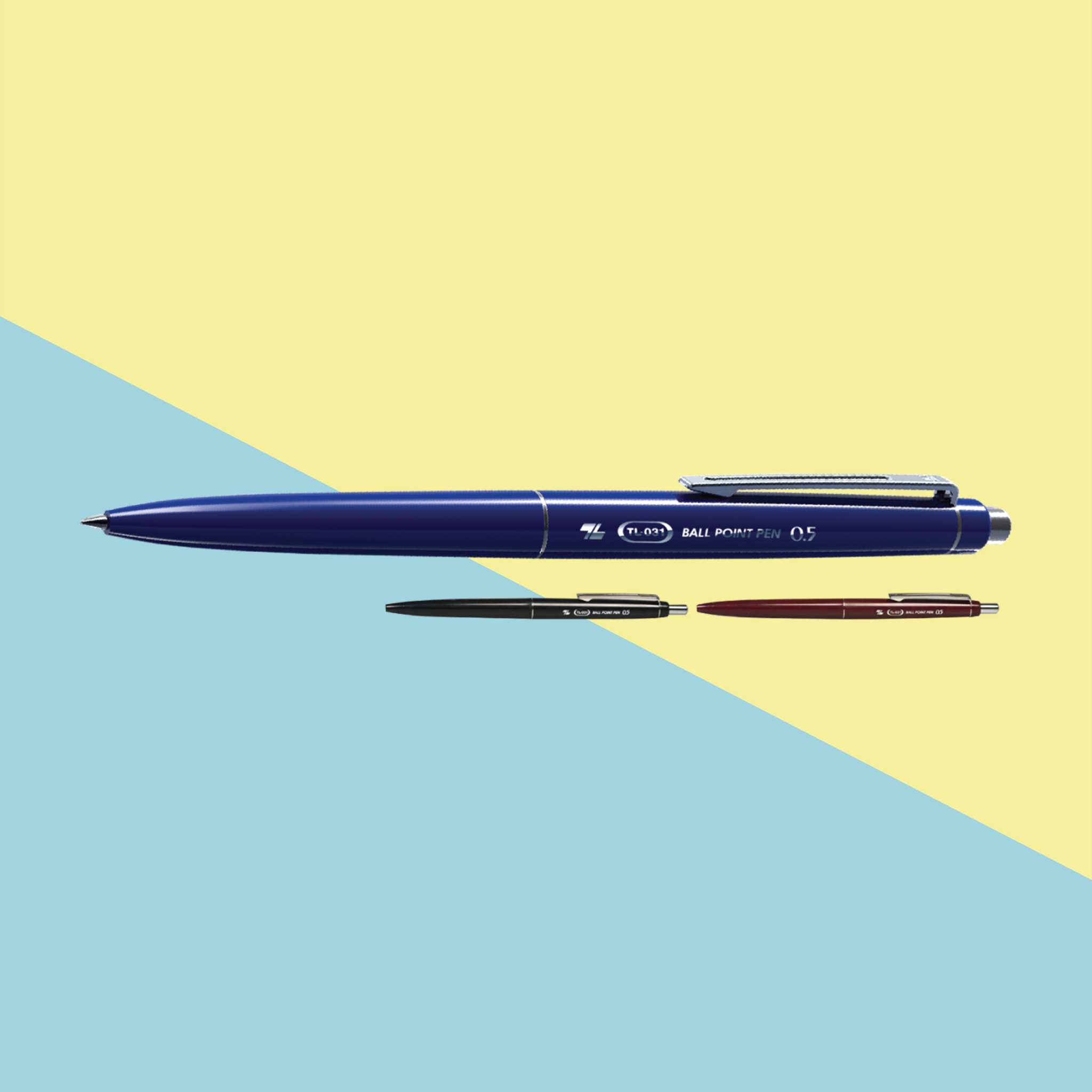  Bút bi Thiên Long TL-031, ngòi 0.5mm, mực xanh đậm, viết trơn mượt, thân bút trong suốt kèm grip cao su êm tay, phù hợp cho học sinh, sinh viên và nhân viên văn phòng 