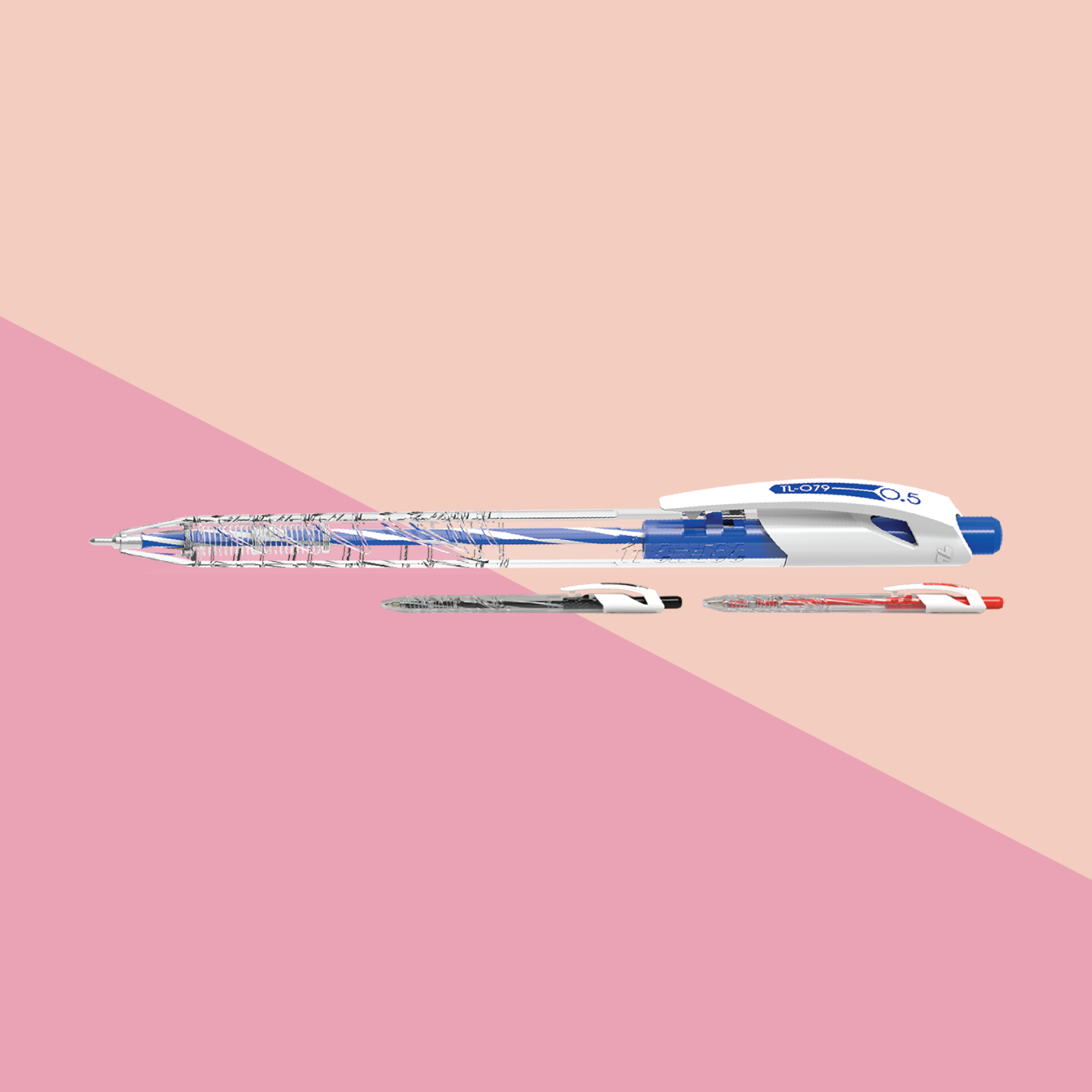  Bút bi Thiên Long TL-079, ngòi 0.5mm, mực xanh đậm, viết êm trơn, thân bút trong suốt bền đẹp, phù hợp cho học sinh, sinh viên và nhân viên văn phòng 