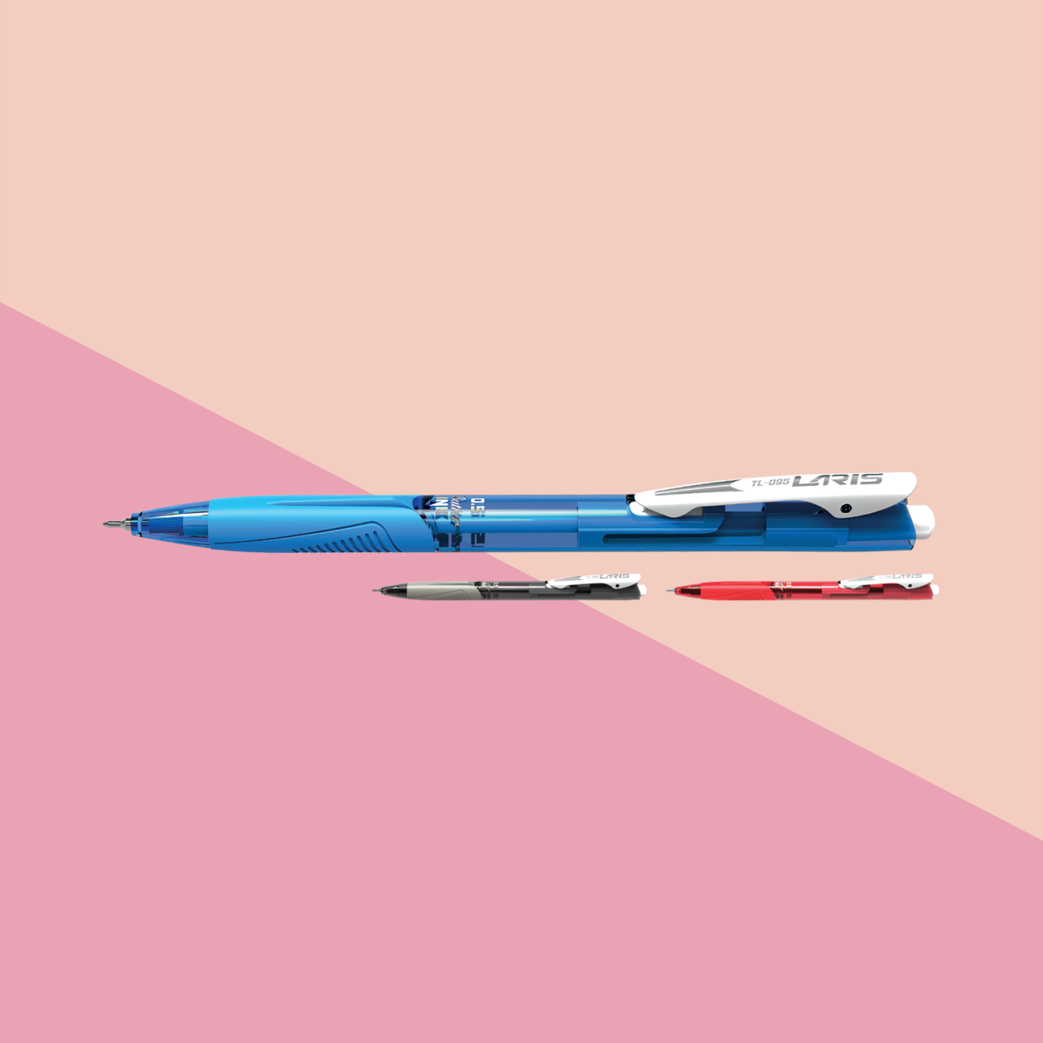  Bút bi Thiên Long TL-095, ngòi 0.5mm, mực xanh đậm, viết êm trơn, thân bút trong suốt kèm grip cao su chống trượt, thích hợp cho học sinh, sinh viên và nhân viên văn phòng 