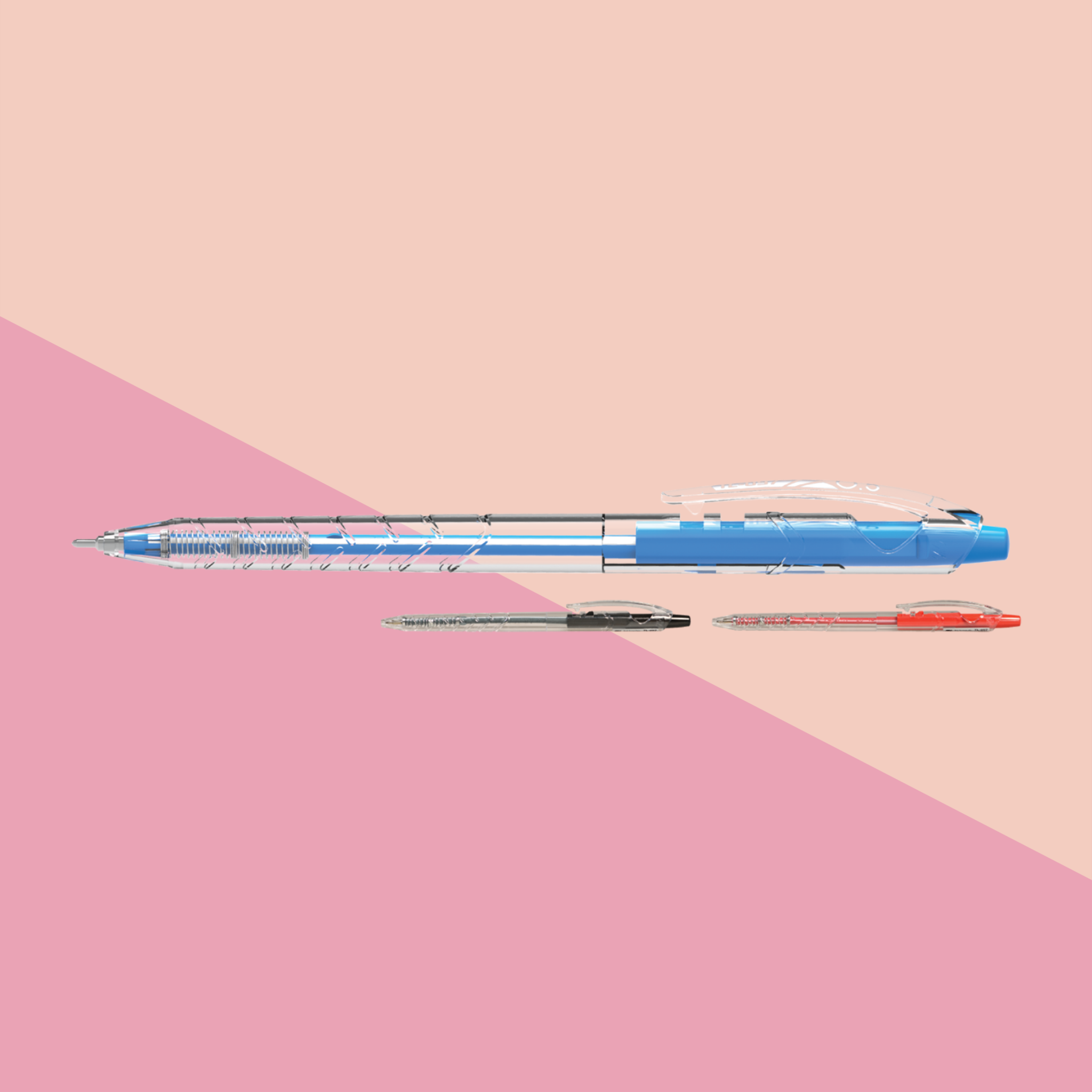  Bút bi Thiên Long TL-097, ngòi 0.5mm, mực xanh đậm, viết êm trơn, thân bút trong suốt kèm grip cao su chống trượt, thích hợp cho học sinh, sinh viên và nhân viên văn phòng 