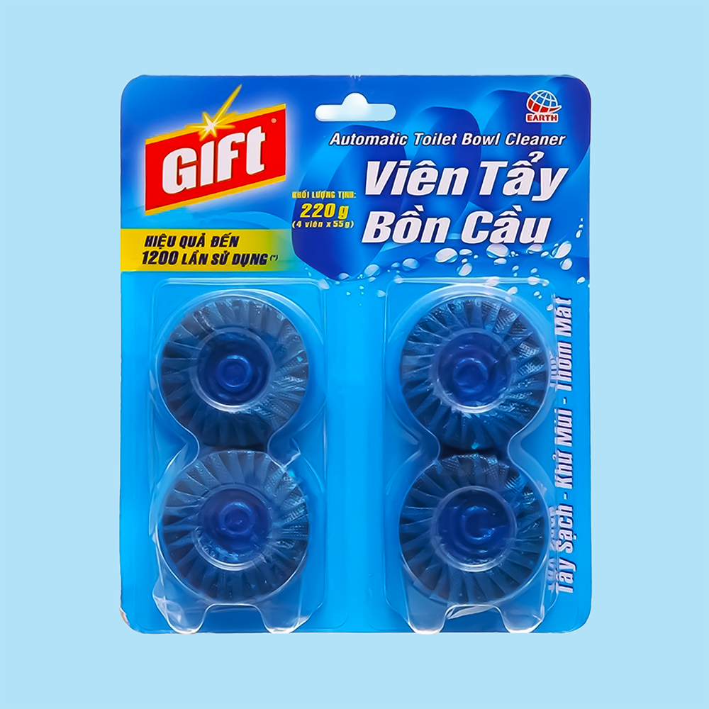  Viên tẩy bồn cầu Gift (4 viên/vỉ), làm sạch và khử mùi hiệu quả, tạo hương thơm dễ chịu, ngăn ngừa mảng bám – tiện lợi và tiết kiệm khi sử dụng hằng ngày 