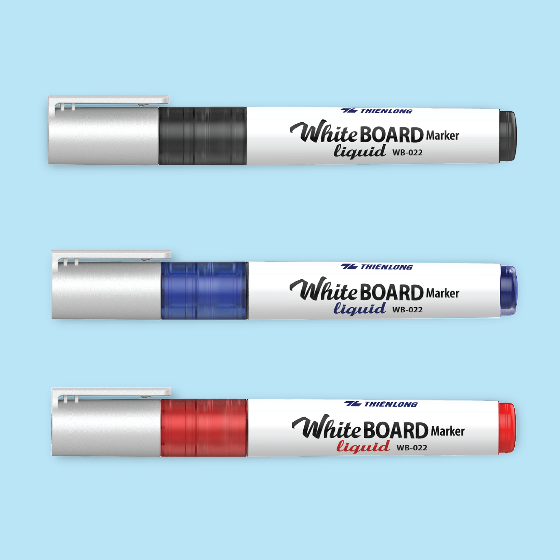  Bút lông bảng Thiên Long WB-022, đầu bút êm trơn, mực ra đều, nét viết rõ ràng, dễ xóa sạch không để lại vết. Mực bền màu, an toàn, giúp ghi chú và trình bày trên bảng thuận tiện 