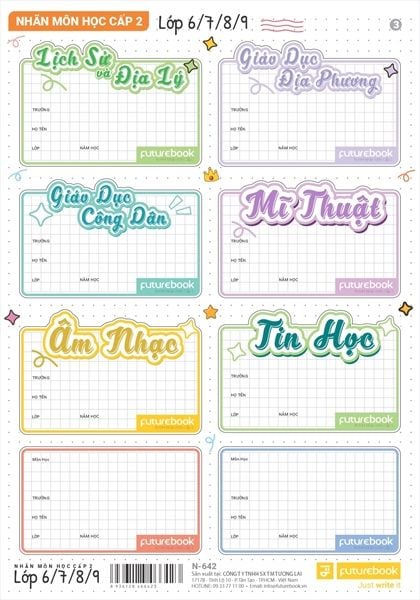 Nhãn vở ( 24c/tập) Future Book Môn học (100) - N642