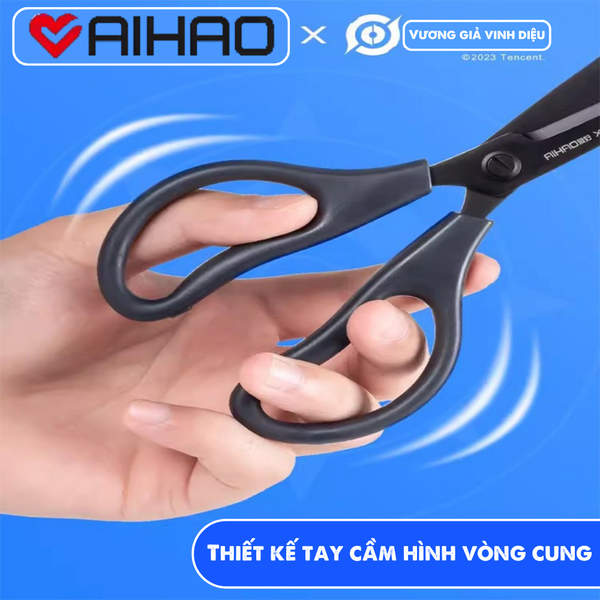 Kéo học sinh và văn phòng lưỡi đen 180mm AIHAO SS0024 Chính Hãng - Có Tại Hiệu Sách Mai