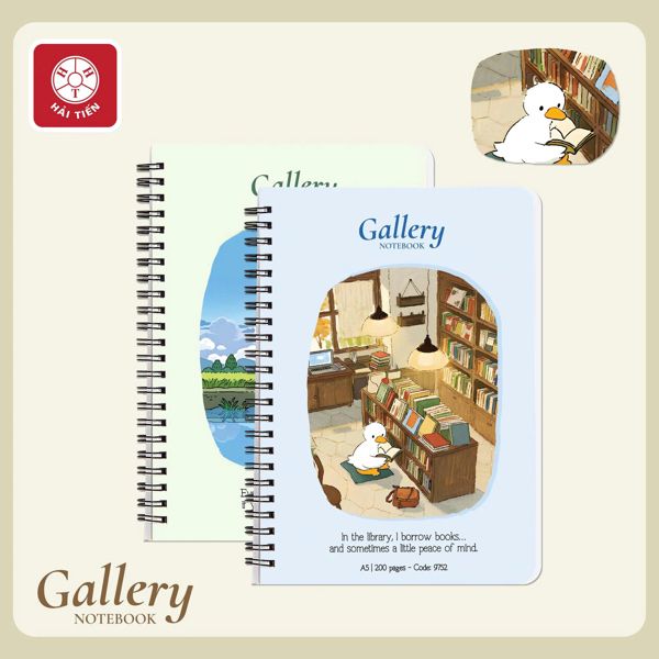 Sổ lò xo Hải Tiến kẻ ngang Gallery giấy vàng A5 200 trang DL80gsm 0391 (68)