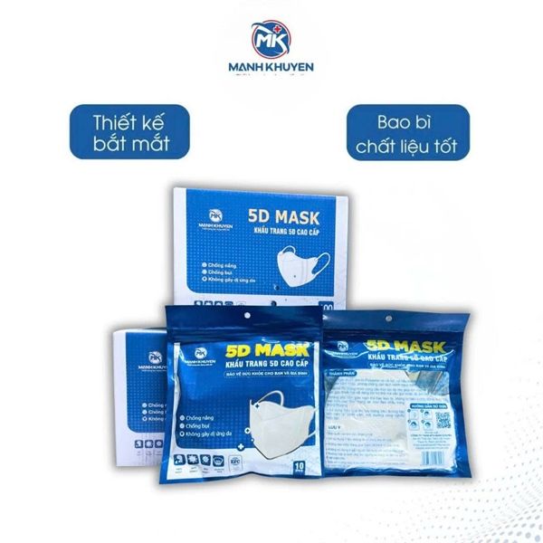 Khẩu trang Mạnh Khuyên 5D cao cấp túi zip (100 cái/hộp)