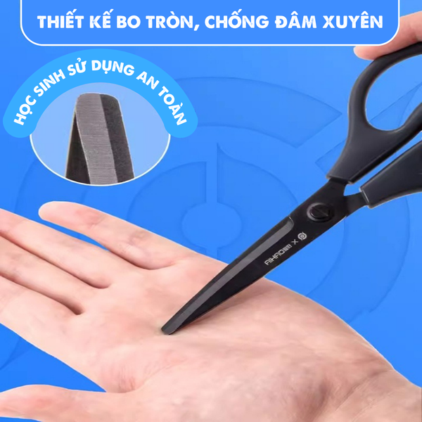Kéo học sinh và văn phòng lưỡi đen 180mm AIHAO SS0024 Chính Hãng - Có Tại Hiệu Sách Mai