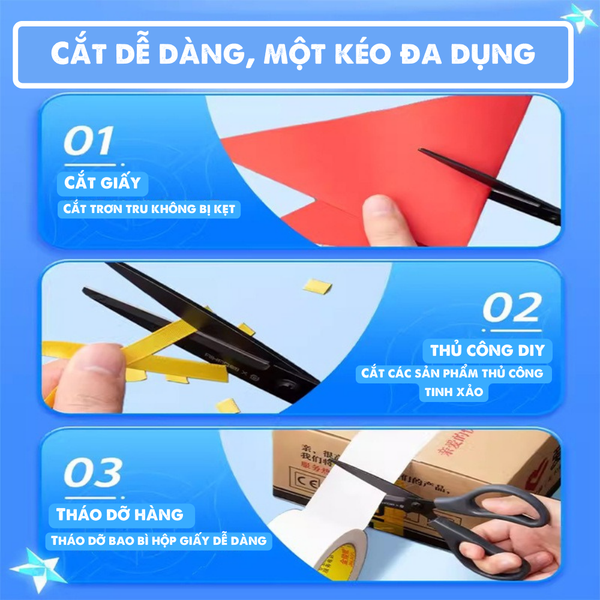 Kéo học sinh và văn phòng lưỡi đen 180mm AIHAO SS0024 Chính Hãng - Có Tại Hiệu Sách Mai