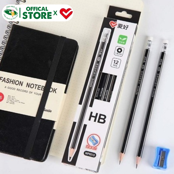 Bút chì 2B/HB Aihao có tẩy kèm gọt Chính Hãng - Có Tại Hiệu Sách Mai