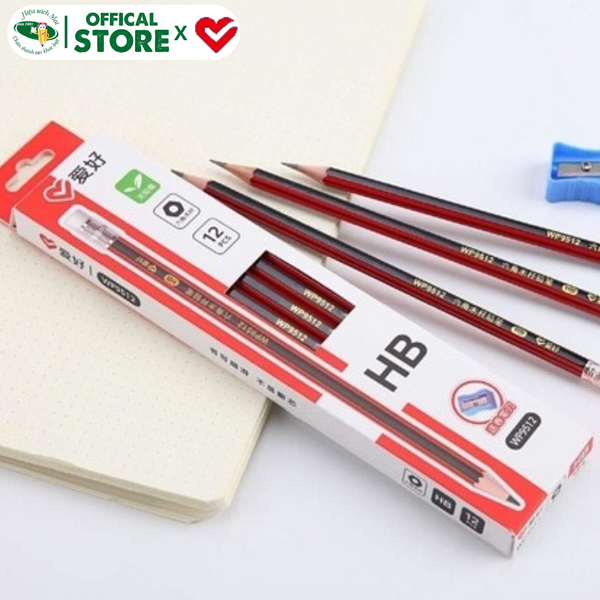 Bút chì 2B/HB Aihao có tẩy kèm gọt Chính Hãng - Có Tại Hiệu Sách Mai