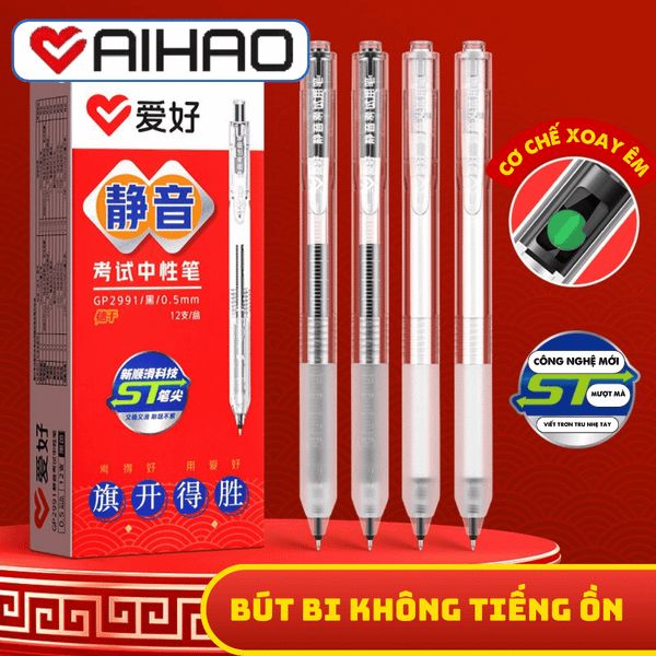 Bút gel AIHAO ngòi 0.5mm GP2991 Chính Hãng - Có Tại Hiệu Sách Mai
