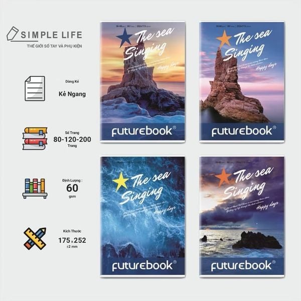 Vở Kẻ ngang FutureBook The Sea DL60gsm 120 trang DK-SV173KN (10/80)