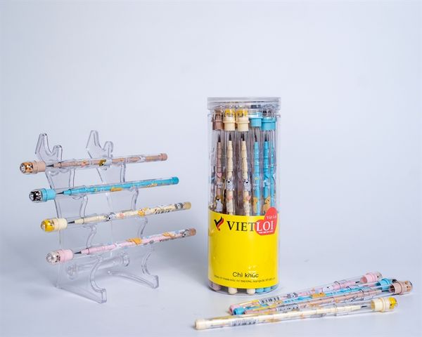 VLQ-2107 Bút chì khúc có tẩy hình chó Happyday hộp nhựa PET (20/600/1200 )