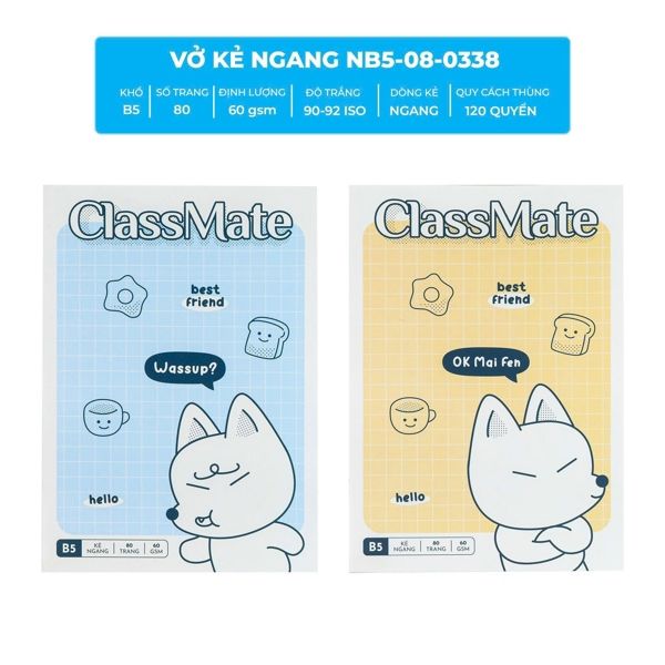 Vở KN ClassMate Tiểu Cáo DL60gsm 80 trang NB5-08-0338 (10/120)