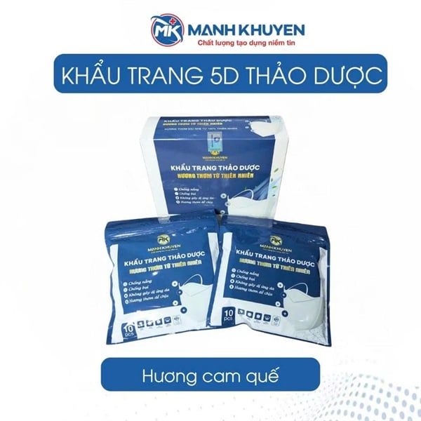 Khẩu trang Mạnh Khuyên 5D thảo dược Hương tự nhiên (50 cái/hộp)(50 hộp/thùng)