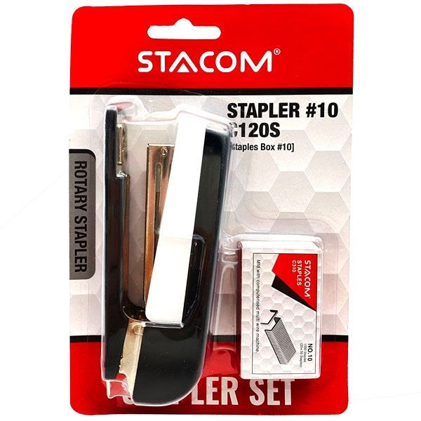 Dập ghim xoay chiều số 10, kèm kim bấm Stacom C120S (12/144)
