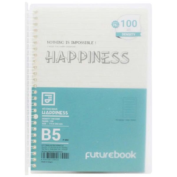 Sổ Còng nhựa FutureBook Happiness khổ B5 kẻ ngang 120 trang B892 (30)