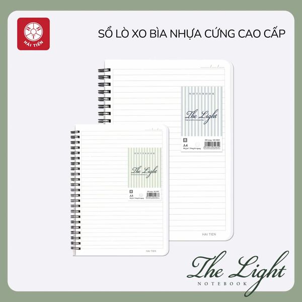 Sổ lò xo Hải Tiến bìa nhựa kẻ ngang giấy vàng The Light A5 200 trang DL80gsm 9837 (68)