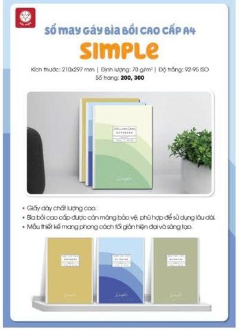 Sổ May gáy Hải Tiến khổ A4 Simple ĐL70gsm