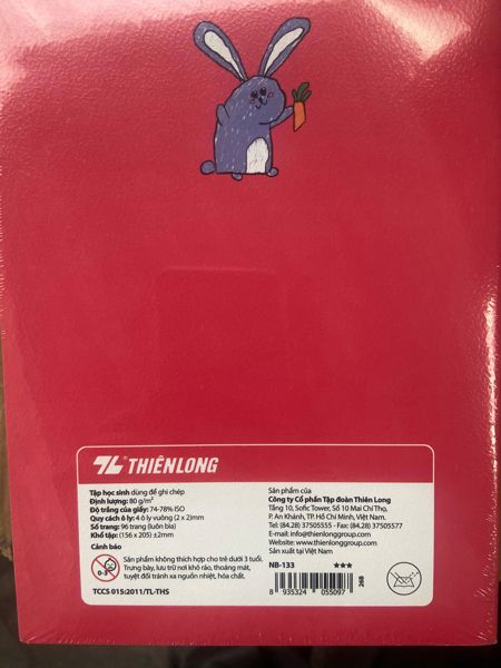 Vở 4oly Thiên Long A5 Rabbit DL80gsm 96 trang NB-133 (10/100)