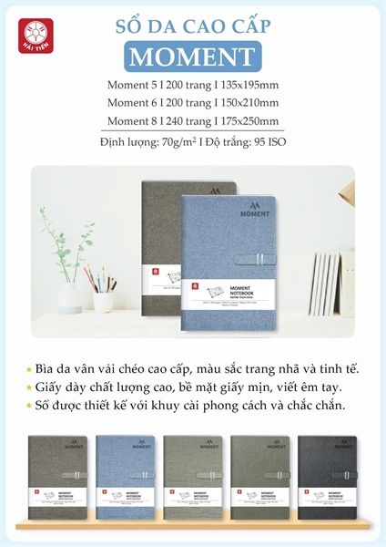 Sổ Da Hải Tiến có khuy bấm Moment 8 240 trang (26) - HT8496