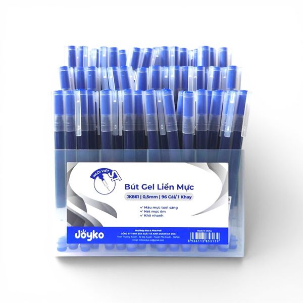 Bút gel Joyko JK861 ngòi 0.5mm màu xanh biển (Khay 96 cây)(1/4/24)