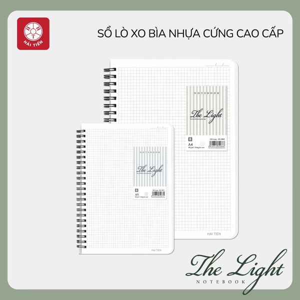 Sổ lò xo Hải Tiến bìa nhựa kẻ ngang giấy vàng The Light A5 200 trang DL80gsm 9837 (68)