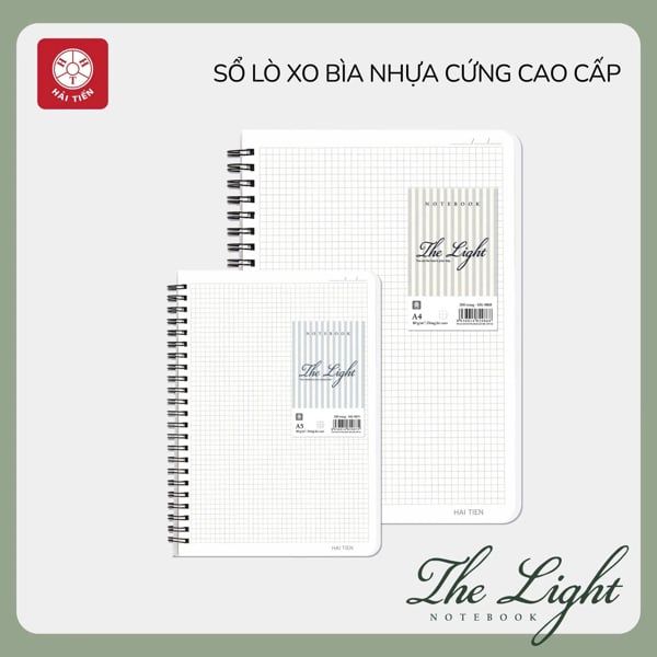 Sổ lò xo Hải Tiến bìa nhựa Caro giấy vàng The Light A4 200 trang DL80gsm 9868 (34)
