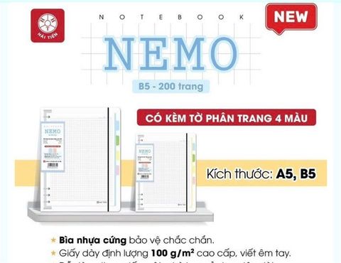 Sổ còng Hải Tiến NEMO kẻ caro DL100gsm 200 trang ( có phân trang)