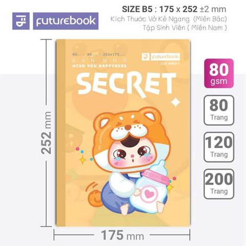 Vở kẻ ngang FutureBook Bạn nhỏ Secret DL80gsm 80 trang DK-SV359KN (10/100)