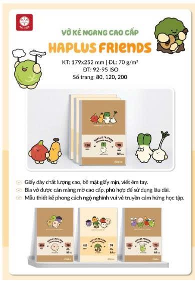 Vở KN khổ B5 ép keo gáy vuông Haplus FRIEND ĐL70gsm