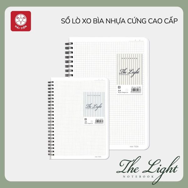 Sổ lò xo Hải Tiến bìa nhựa Caro giấy vàng The Light A5 200 trang DL80gsm 9875 (68)