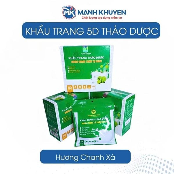 Khẩu trang Mạnh Khuyên 5D thảo dược Hương tự nhiên (50 cái/hộp)(50 hộp/thùng)