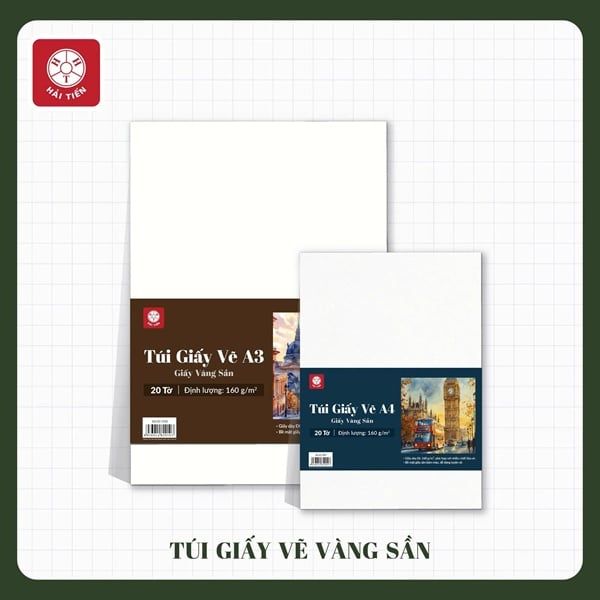 Giấy vẽ vàng sần Hải Tiến DL160gsm (20 tờ/tập)