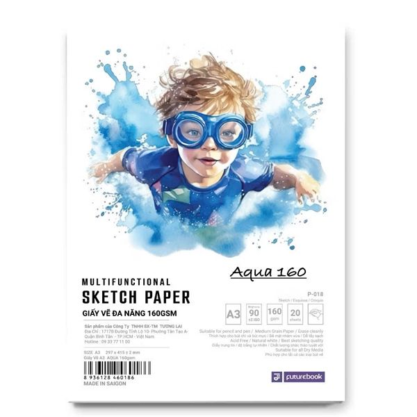Giấy vẽ đa năng FutureBook Aqua DL160gsm (20 tờ)