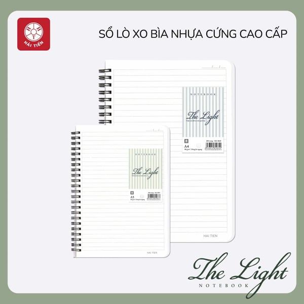 Sổ lò xo Hải Tiến bìa nhựa Caro giấy vàng The Light B5 200 trang DL80gsm 9899 (50)